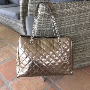 Michael Kors Quilted Leather Purse Nickel